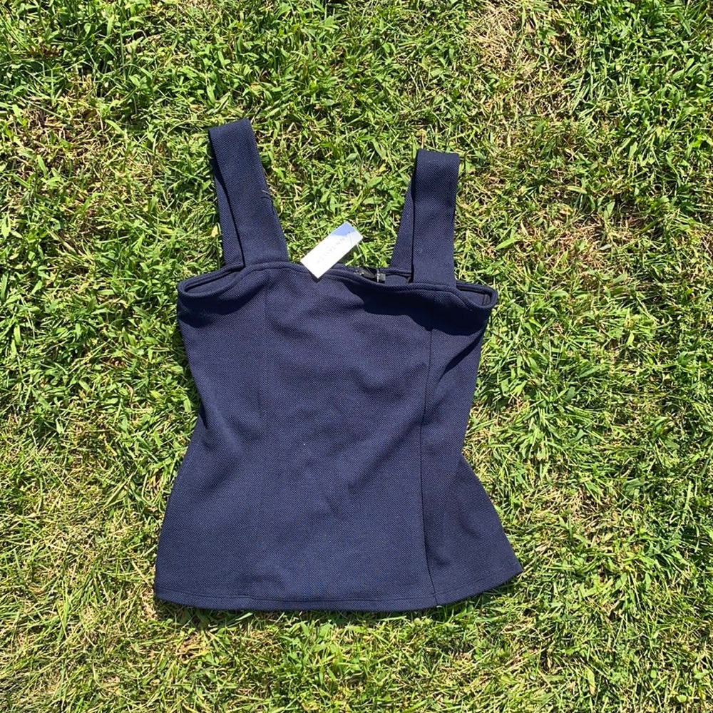 Navy button down tank top